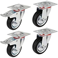 Ruedas de Transporte de transporte Ruedas cargas pesadas rollos de muebles (2 x Ø 100mm Ruedas + 2 x volantes Ø 100 mm…